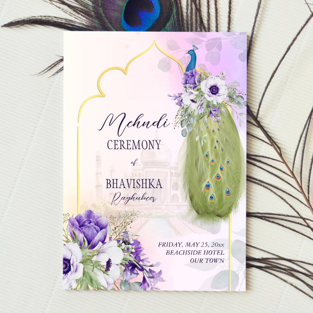 Lila blommor, inbjudan till påk-mehndi (Skapare uppladdad)
