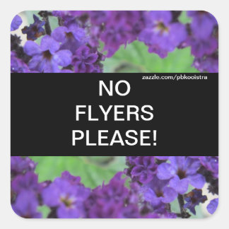 Lila blommor: Inga flygblad, håll märke