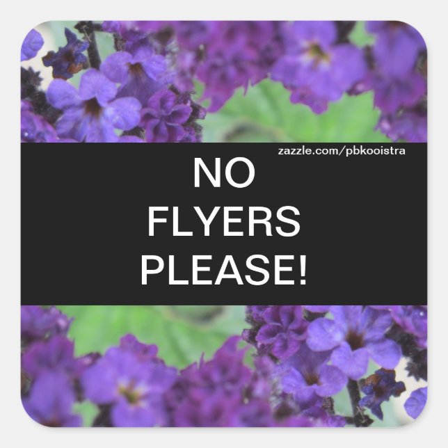 Lila blommor: Inga flygblad, håll märke (Framsida)