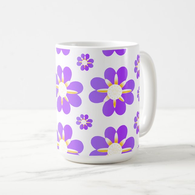 Lila blommor kaffemugg (Framsida höger)