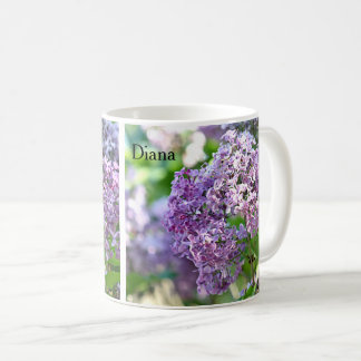 Lila blommor kaffemugg