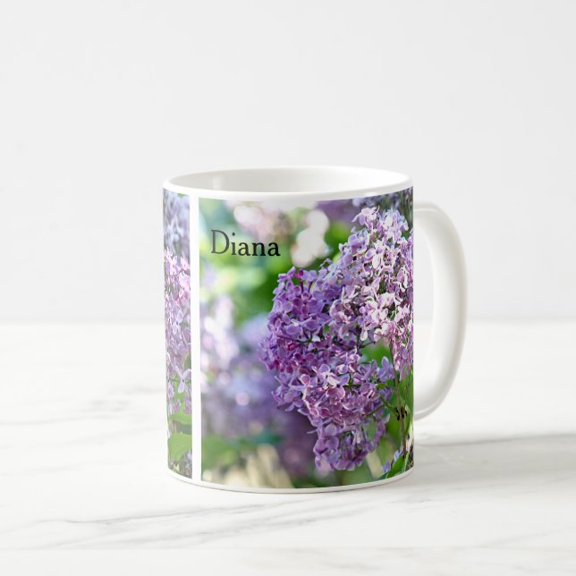 Lila blommor kaffemugg (Framsida höger)