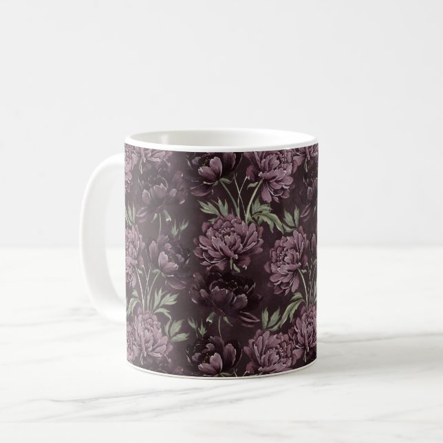 Lila blommor kaffemugg (Framsida vänster)