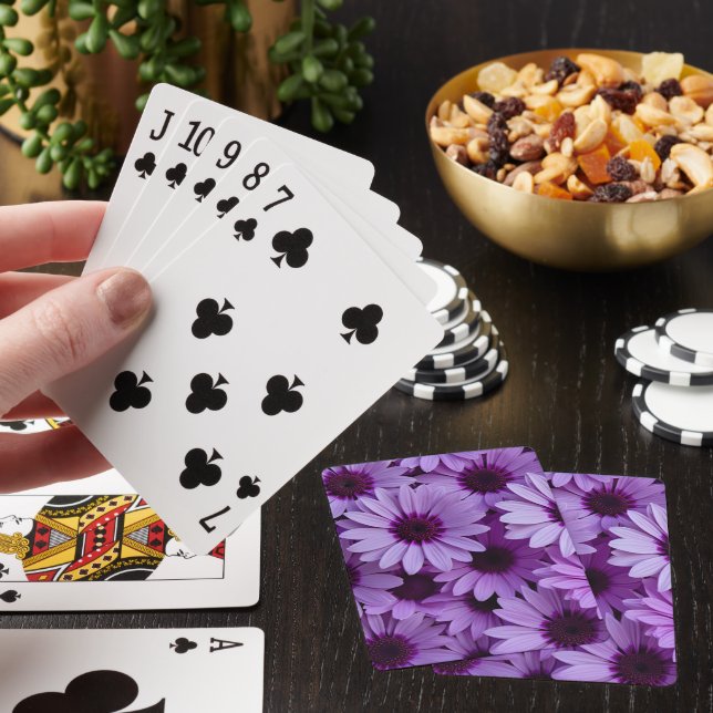 Lila Blommor Klassiska Spelkort (På plats)