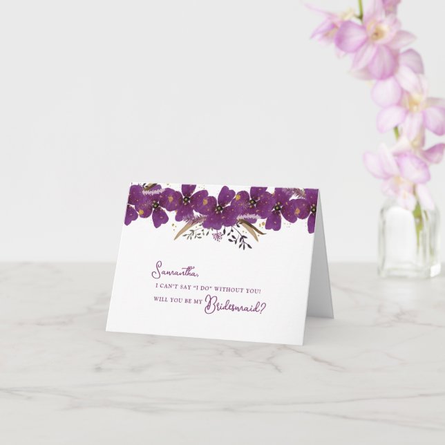 Lila blommor kommer du att bli min Bridesmaid Frie Kort (Orkide)