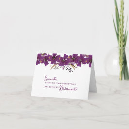 Lila blommor kommer du att bli min Bridesmaid Frie Kort