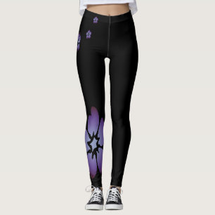 Lila blommor leggings
