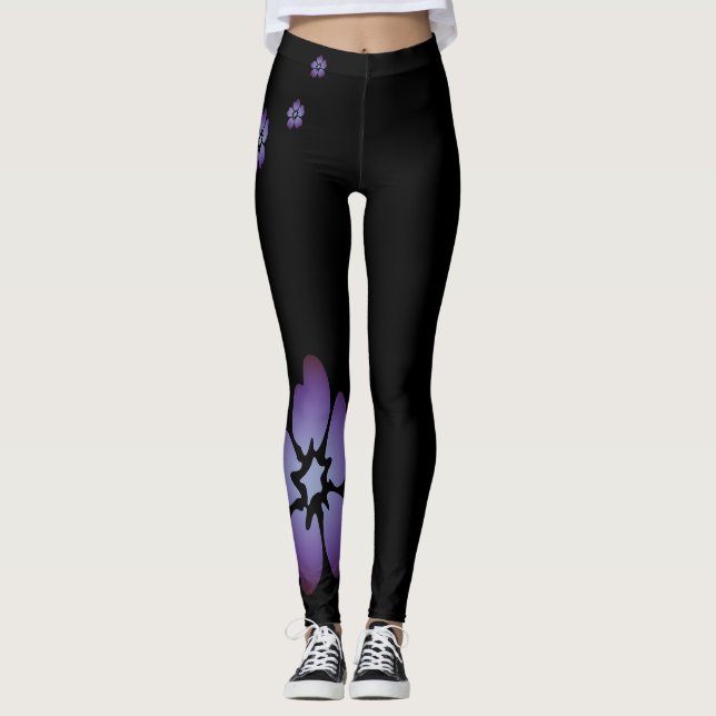 Lila blommor leggings (Framsida)