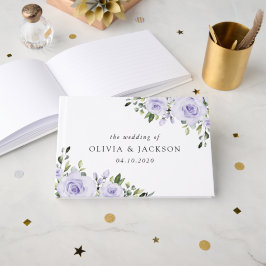 Lila blommor, Lilac Flowers, Blommigt Bröllop Gästböcker