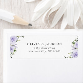 Lila blommor, Lilac Flowers, Blommigt Bröllop Returadress Etikett