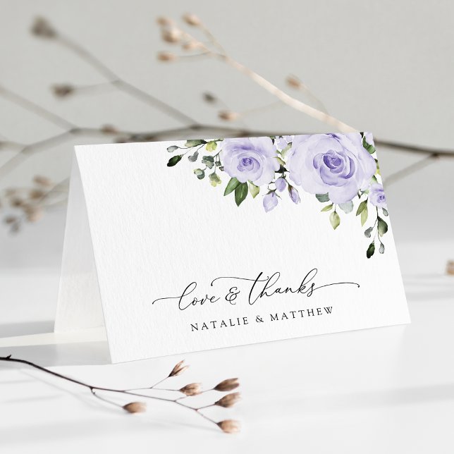 Lila blommor, Lilac Flowers, Blommigt Bröllop Tack Kort (Skapare uppladdad)