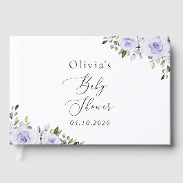 Lila blommor, Lilac Flowers, Boho, Baby Shower Gästböcker