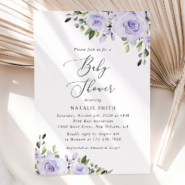 Lila blommor, Lilac Flowers, Boho, Baby Shower Inbjudningar
