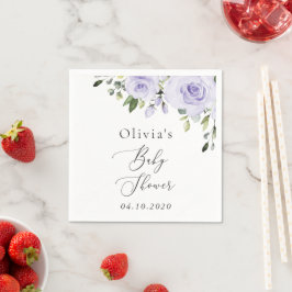 Lila blommor, Lilac Flowers, Boho, Baby Shower Pappersservett