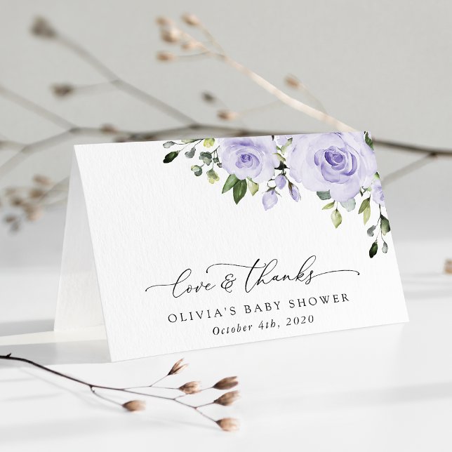 Lila blommor, Lilac Flowers, Boho, Baby Shower Tack Kort (Skapare uppladdad)