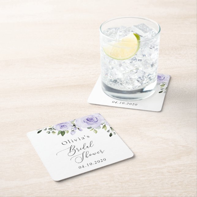 Lila blommor, Lilac Flowers, Boho, Möhippa Underlägg Papper Kvadrat (Insitu)