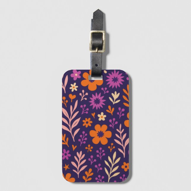 Lila blommor Löv Luggage Tag Bagagebricka (Framsida vertikal)