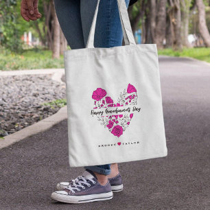 Lila blommor Lycklig Grandföräldrar Day Tote Bag Tygkasse