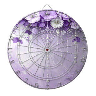 Lila blommor med dinglande pärlor Dartboard Darttavla