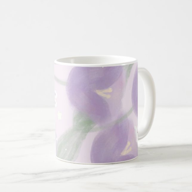 Lila blommor med lite bunt kaffemugg (Framsida höger)