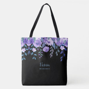 Lila blommor Monogramiserad handväskor Tygkasse
