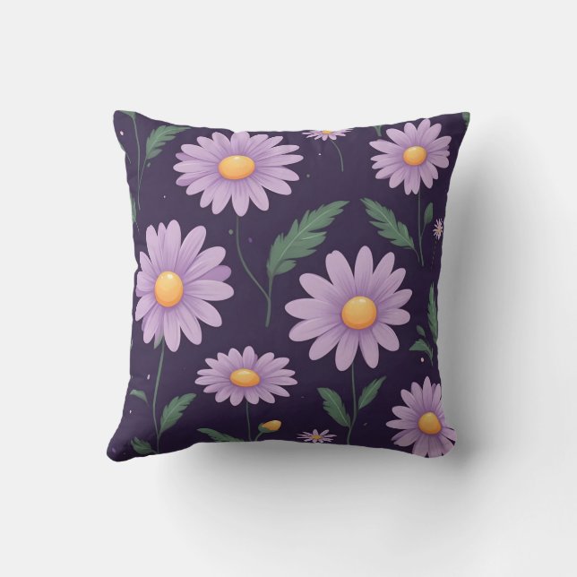 lila blommor mönster art kudde (Baksida)