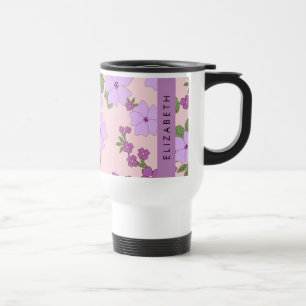 Lila blommor, Mönster i blommorna, ditt namn Resemugg