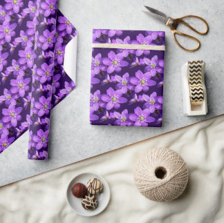 Lila blommor Mönster Presentpapper