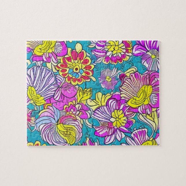 Lila blommor mönster pussel (Horisontell)