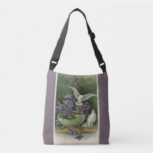 Lila blommor och Doves Crossbody Bag Axelväska