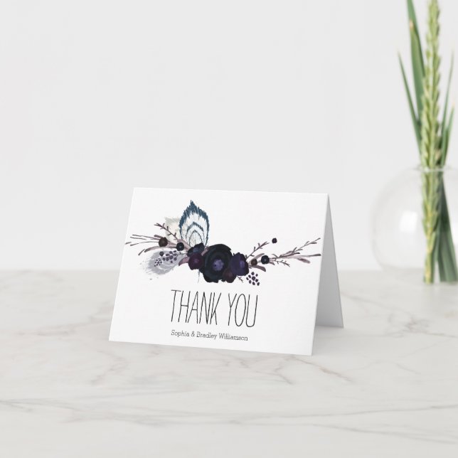 Lila blommor och fjädrar tack (Framsida)