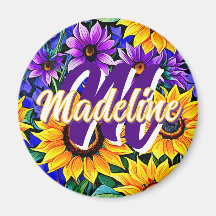 Lila blommor och Gult Solblommor Personlig