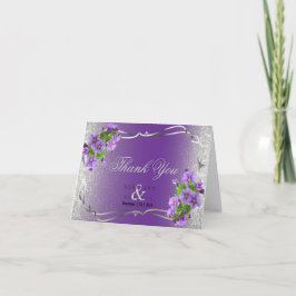 Lila blommor och Silver Glitter - Tack