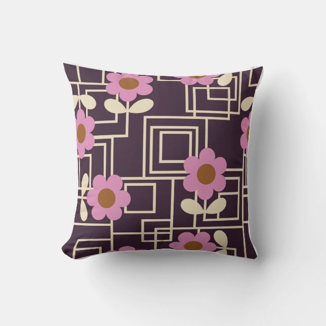 lila blommor orla kiely kudde (Framsida)
