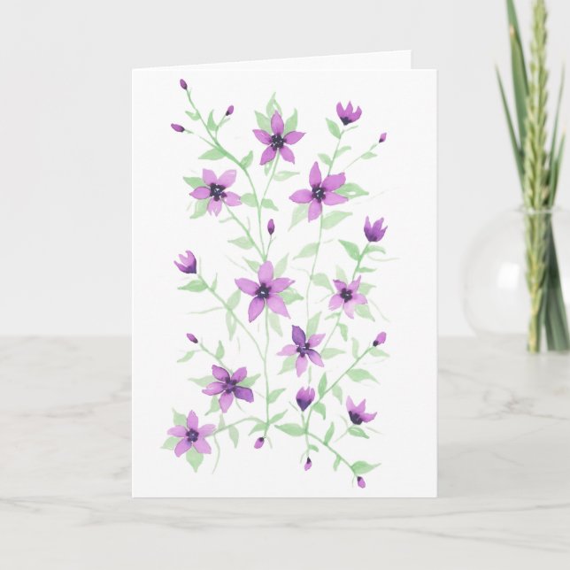 Lila blommor på vinet kort (Framsida)