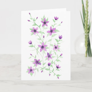 Lila blommor på vinet kort