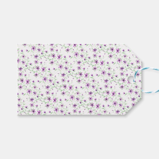 Lila blommor på vinet presentetikett (Framsidan (Horisontell))