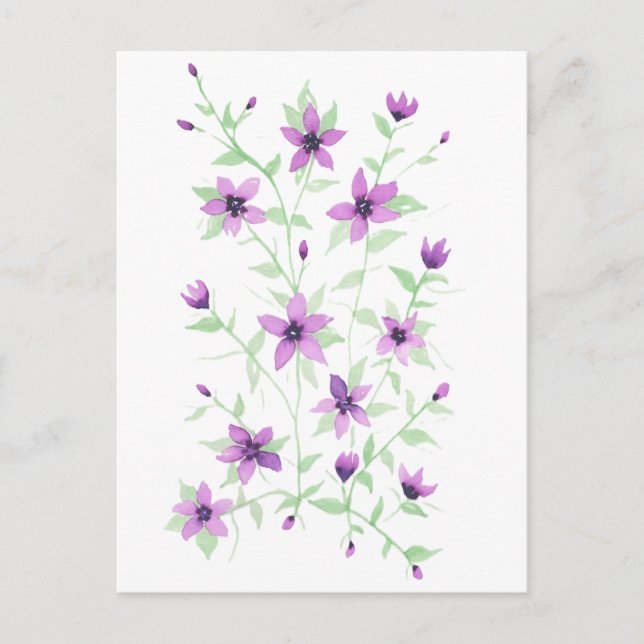 Lila blommor på vinrankan vykort (Framsida)