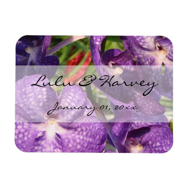 lila blommor Personal Bröllop Magnet (Horisontell)