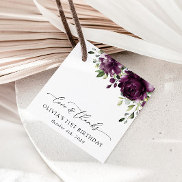 Lila blommor, Plum Flowers, Boho, Birthday Gåvor Etiketter