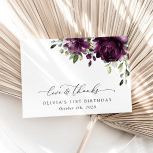 Lila blommor, Plum Flowers, Boho, Birthday Tack Kort