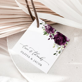 Lila blommor, Plum Flowers, Boho, Blommigt Bröllop Gåvor Etiketter