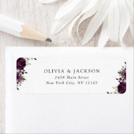 Lila blommor, Plum Flowers, Boho, Blommigt Bröllop Returadress Etikett
