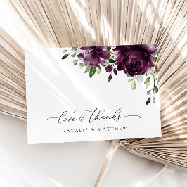 Lila blommor, Plum Flowers, Boho, Blommigt Bröllop Tack Kort