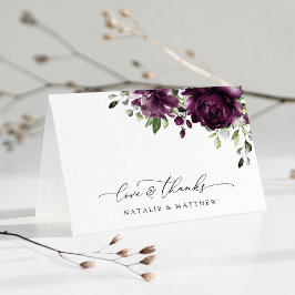 Lila blommor, Plum Flowers, Boho, Blommigt Bröllop Tack Kort