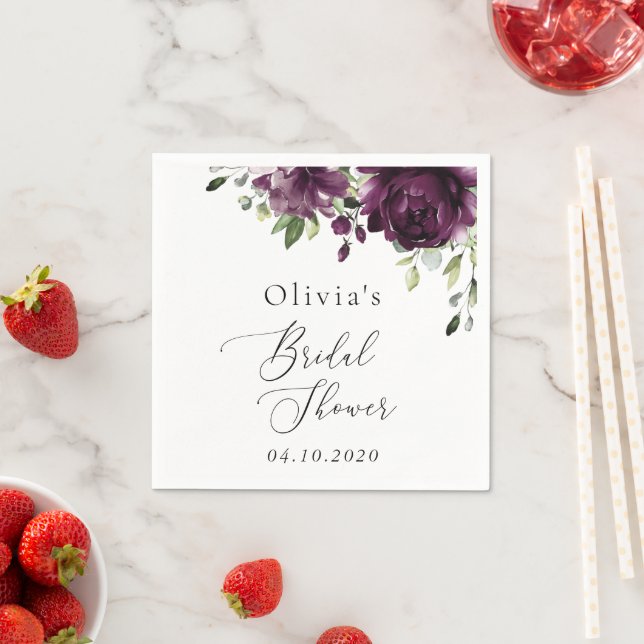 Lila blommor, Plum Flowers, Boho, Möhippa Pappersservett (Insitu)