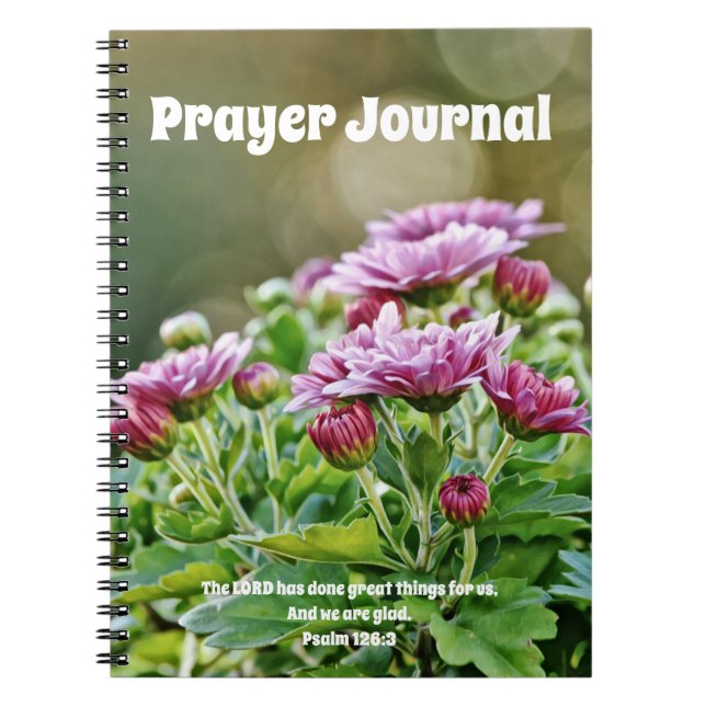 Lila blommor Prayer Journal bärbar dator Anteckningsbok (Framsidan)