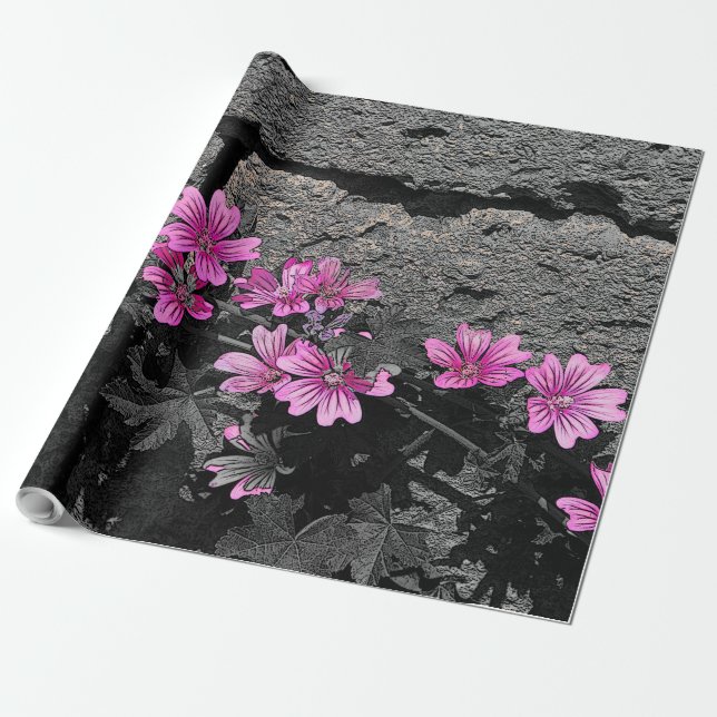 Lila blommor presentpapper (Utrullad)