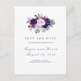 Lila blommor Romantic Save Date Meddelande Vykort