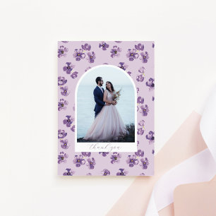 Lila blommor Romantic Script Arch Photo Tack Kort